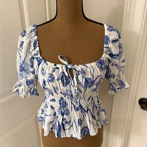 H&M Blue Floral Blouse
